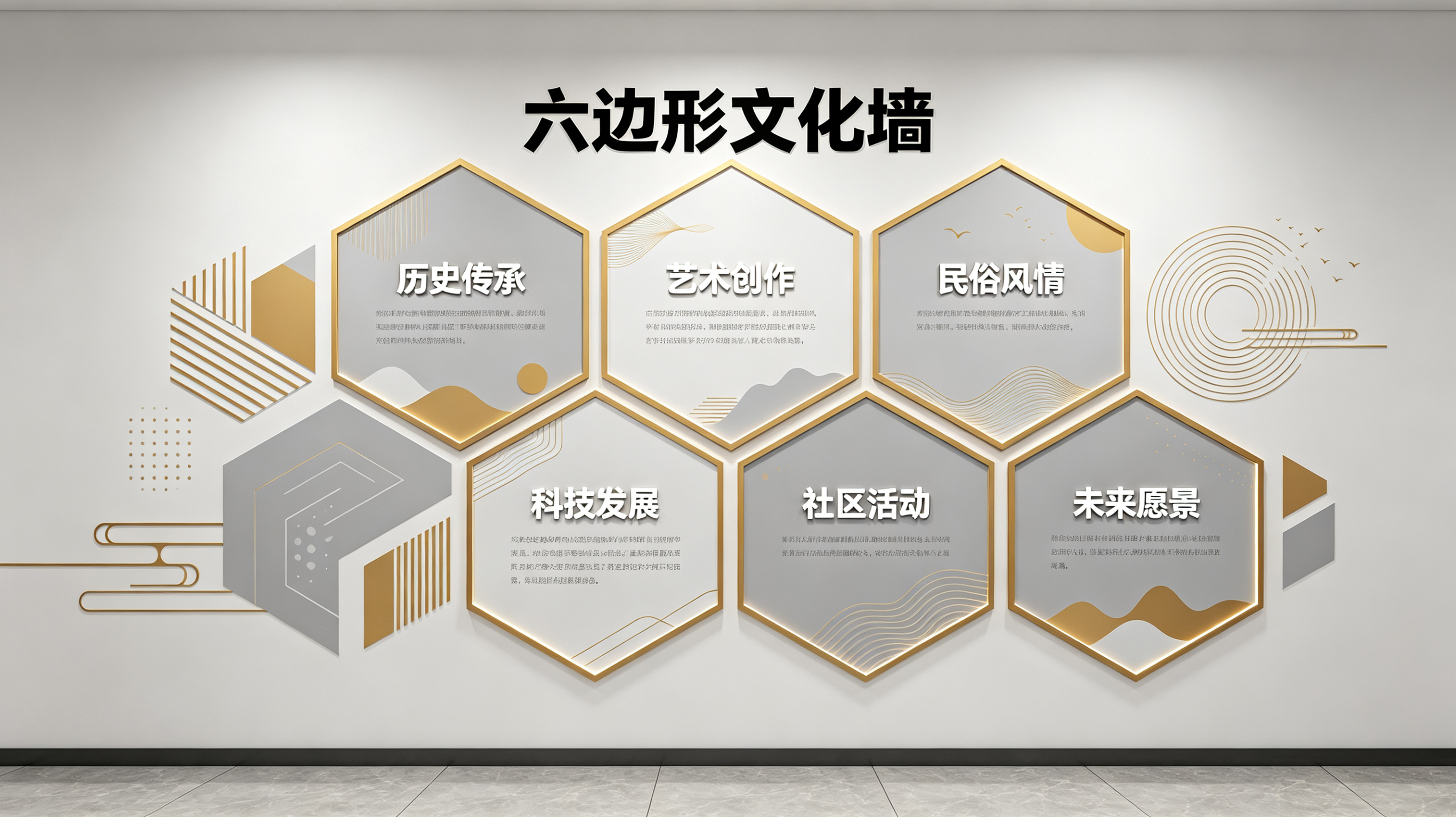 龙港企业文化墙 | 六边形信息美学